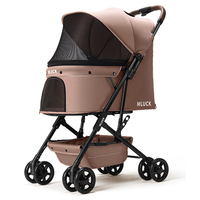 Poussette pliable de luxe OEM pour animaux de compagnie, légère, grande capacité avec panier de rangement pour les voyages en plein air, chats et chiens