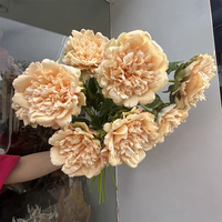 Bunga Peony Champagne Buatan Berkualitas Tinggi, Tangkai Tunggal, Sentuhan Realistis, Kepala Besar Diameter 14cm, Bahan Sutra Lateks, untuk Dekorasi Pernikahan