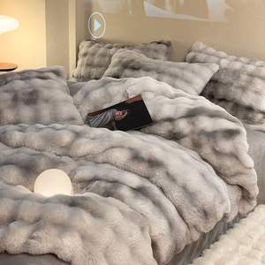 Colorful Bubble Four-piece Thickened Double-sided Warm Quilt <strong>Set</strong> with Winter Bed Sheet - Product Image 6