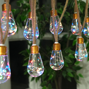 Guirlande lumineuse LED solaire d'extérieur en corde de chanvre avec fil de cuivre, décorative pour jardin et fêtes, style vintage - Product Image 4