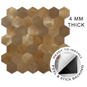 Le best-seller Carreau métallique hexagonal en cuivre à décoller et coller Carreaux muraux auto-adhésifs pour une transformation sans effort du style de la maison - Product Image 2