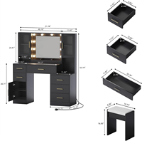 Ensemble coiffeuse de luxe moderne pour chambre et salle de bain, couleur personnalisable, avec miroir LED et tiroirs