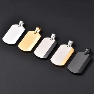 Pendentif rectangulaire en acier inoxydable pour femmes et hommes, chaîne de collier, breloques pour chiens, accessoire de fabrication de bijoux en métal - Product Image 4