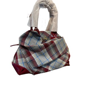 2025 nuova borsa in tela Vintage rossa di Boston da donna a mano di nicchia Plaid High-End con Zip Versatile in poliestere incrociato diagonale retrò - Product Image 1