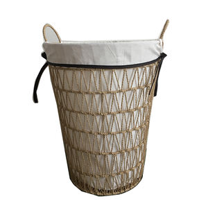 Cesta tejida con mango de marco de metal con forro de cuerda de <span class=keywords><strong>papel</strong></span> <span class=keywords><strong>para</strong></span> decoración de <span class=keywords><strong>armario</strong></span> y sala de estar - Product Image 1