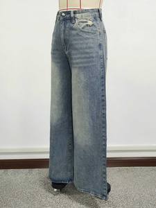 Jeans pour femmes taille haute vintage coréen, mode Y2K, coupe slim rétro, ample, pattes d'éléphant, noir, gris, pantalon en denim baggy - Product Image 3