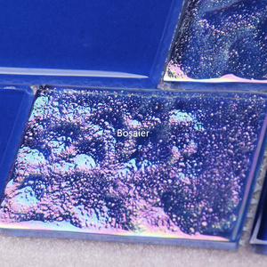 Mosaico in Vetro Metallizzato Blu Profondo con Design Orizzontale Offset e <span class=keywords><strong>Rivestimento</strong></span> Riflettente Perlato per Progetti - Product Image 5