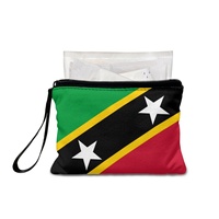 Dompet Mini Resleting Poliester Cetak Bendera Nasional Saint Kitts dan Nevis dengan Warna Campuran