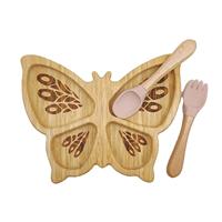 Assiette, cuillère et fourchette pour tout-petits, ensemble de couverts pour bébé, en fibre de bambou, antidérapant, écologique, vaisselle pour enfants