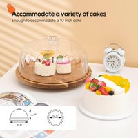 Support à gâteau rotatif en bois d'acacia de 11,8 pouces avec couvercle en acrylique incassable - Présentoir pour mariage et fête