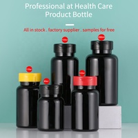 EN STOCK 80ML 100ML 150ML noir vide en plastique PET bouteilles bocaux pilule soins de santé supplément tablette bonbons Capsule boîte
