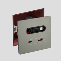 Prise murale USB tendance avec câble de charge rétractable, charge rapide 20W, port Type-C
