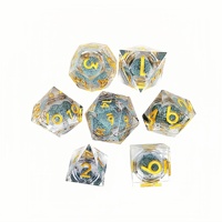 Deskjoy Movable Liquid Core D20 Dice Set Polyhedral Resin Longan Multi-Sided Metal Dnd Dungeons Dragons RPG Board Game