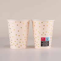 Gobelets en papier personnalisés à pois dorés pour les boissons de fête prénuptiale, les boissons de café boutique et les fournitures élégantes pour les rassemblements à domicile