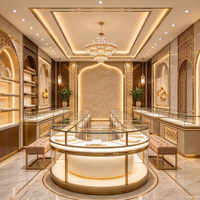 Vitrine et comptoir de présentation de bijoux avec éclairage LED élégant, ensemble complet de meubles et de design d'intérieur pour les bijouteries