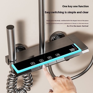 Juego de Ducha Digital Inteligente de Aluminio con Cuatro Funciones Grifos de Alta Estética en Gris Plomo para Hoteles Baño y Ducha - Product Image 4