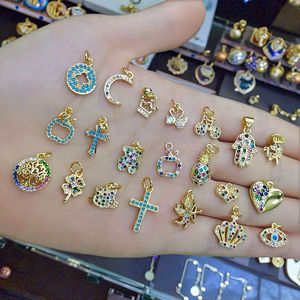 CZ8908 Dainty Tiny Mini Arco Iris multicolor turquesa CZ piedra Cruz gato <span class=keywords><strong>bicicleta</strong></span> corazón bebé Cupido Ángel alas flecha encanto - Product Image 4