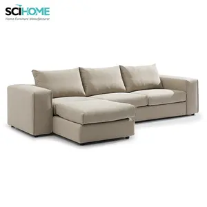 Conjunto de sofá em couro l, tesoura, sala de estar, móveis