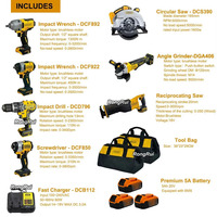 Juego de Herramientas Eléctricas Inalámbricas DW 7 en 1, 20V, Kit Combinado Multifunción, Llave Inglesa, Taladro, Destornillador, Amoladora, Batería de Litio