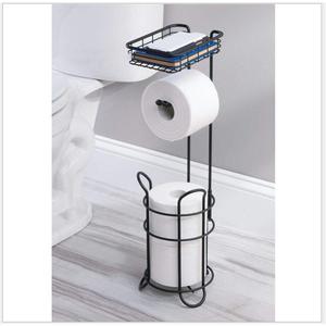 Porte-papier toilette moderne et écologique en fer forgé pour salle de bain d'hôtel, rangement de salle de bain avec support pour téléphone portable - Product Image 2
