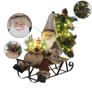 Lampu LED dekorasi Natal santa claus perlengkapan liburan & pesta warna coklat santa claus sleigh santa claus figura