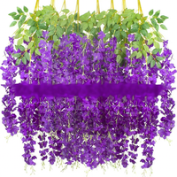 Fleurs artificielles de glycine, feuilles artificielles soyeuses, lianes en soie, plante d'intérieur, décoration de plafond, verdure pour mariage