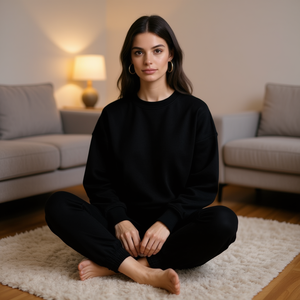 HDJ 2 Piece <b>Set</b> Tracksuit Jogger Suit Oversized Sweatshirt and Pants Loungewear Activewear H7022-1Sweatshirt+H7024-1Pants - Product Image 2