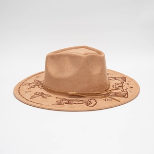 Nouveau Chapeau Fedora Unisexe en Daim Végan à Large Bord en Forme <span class=keywords><strong>de</strong></span> Flèche, Effet Brûlé au Laser, pour la Société <span class=keywords><strong>Jésus</strong></span>-Christ et l'Église - Product Image 3