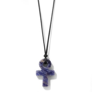 Kalung salib batu kristal alam wanita, kalung tali batu permata Vintage yang dapat disesuaikan - Product Image 5