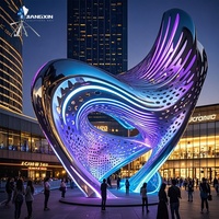 Sculpture en acier personnalisée avec son et lumière, installation d'art cinétique moderne pour la place urbaine, le hall d'hôtel