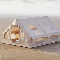 Tente gonflable de camping en plein air noire de 12 mètres carrés pour 6 à 8 personnes, portable et facile à installer