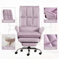 VANBOW Chaise de bureau moderne violette et souple, ergonomique, rotative à 360 degrés avec accoudoir inclinable pour directeurs de conférence