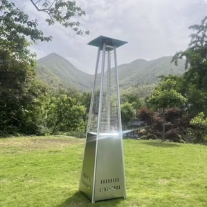 Chauffe-terrasse au <span class=keywords><strong>gaz</strong></span> en acier inoxydable moderne, design pyramidal, 13 kW, portable, pour jardin, terrasse et cour. - Product Image 2