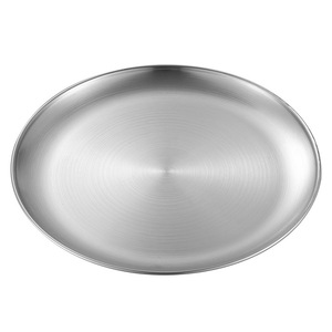 Stainless Steel Round Plate 304 Thickened <b>Gold</b> Tray Flat Bottom Household Snack Plate Solid Color Hotel Coffee Tea Use - Product Image 5