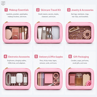 Pochette cosmétique transparente à fermeture éclair, sac de voyage transparent pour maquillage, organiseur de grande capacité, étui multifonctionnel