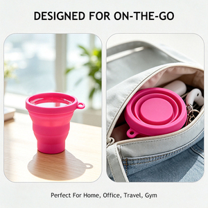 Stérilisateur de coupe menstruelle réutilisable en silicone de qualité médicale écologique et étui de rangement pliable, compatible <span class=keywords><strong>micro</strong></span>-<span class=keywords><strong>ondes</strong></span>, directement de l'usine OEM - Product Image 6