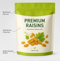 Sachet Doypack personnalisé imprimé numériquement, finition mate, 20g, pour raisins secs de qualité supérieure, snacks aux fruits, emballage alimentaire sain