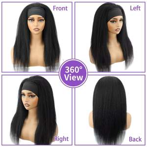 วิกผมแบบคาดศีรษะ <span class=keywords><strong>ผม</strong></span>แท้ 12A แบบตรงหยิก 20 นิ้ว วิกผมแบบคาดศีรษะ ตรงแบบยาคิ ความหนาแน่น 200% ไม่ต้องใช้กาว ไม่มีเชือกผูกด้านหน้า - Product Image 3