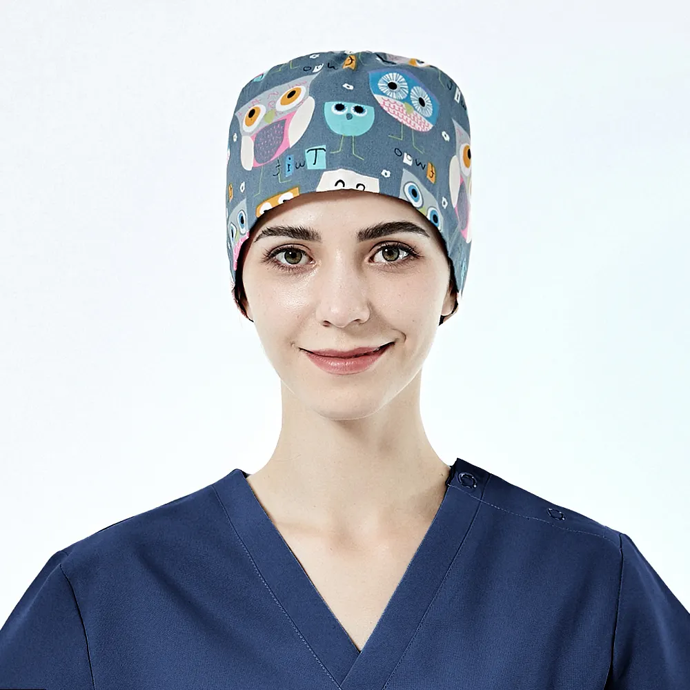 플라밍고 인쇄 외과 의료 모자 병원 의사 모자 간호사 작업 모자 두개골 머리 모자 치아 미용 의료 용품 작업복