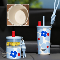 Tumbler Stainless Steel 700ml Custom Murah Grosir, Sedotan Lipat, Gagang, Terisolasi, Tahan Panas 6-12 Jam, Modern SSPH