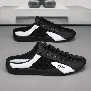 Vip Men's Breathable Half Slippers Non Slip Lace Up <b>Casual</b> <b>Shoes</b> With Heel Free Design Round Toe EVA Midsole Rubber Outsole - Product Image 3