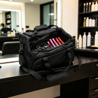Sac de rangement multifonctionnel pour la beauté et la coiffure, best-seller transfrontalier, en polyester noir avec fermeture éclair, pochette à outils portable pour