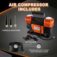 Compresseur d'air portable 4x4 de haute qualité à double cylindre en plastique avec manomètre à aiguille 12V pour tout-terrain