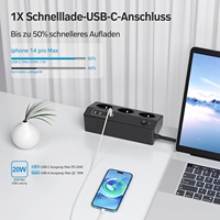 Prise de table EU avec USB C PD20W, multiprise à 3 voies avec 4 USB, prise de table prise de bureau à pince pour le bureau
