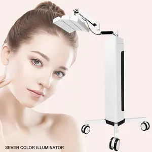 Máscara de terapia de luz facial LED infravermelha para salão de beleza, máquina de terapia com luz LED PDT LED profissional com 7 cores