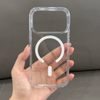 ONE-CASE Étui de téléphone magnétique transparent 2-en-1 style Ins avec support pour 17 Pro Max, antichoc TPU+PC