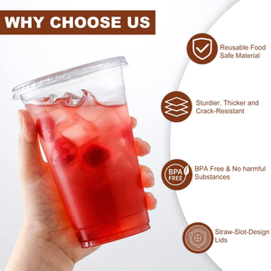 Gobelets en <span class=keywords><strong>plastique</strong></span> PET transparents personnalisés avec logo imprimé, jetables, pour boissons froides, avec couvercles, 7oz, 8oz, 9oz, 10oz, 12oz, 14oz, 16oz - Product Image 3