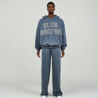 Ensemble de 2 pièces pour homme avec logo personnalisé, sweat-shirt et pantalon, coton lourd délavé, ensembles de sweat-shirts pour homme