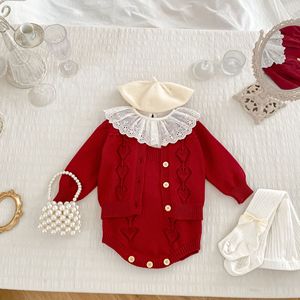 İlkbahar ve sonbahar bebek kolsuz Romper bebek örme hırka ceket <span class=keywords><strong>2</strong></span> parça moda seti yürümeye başlayan kız giysileri - Product Image 4