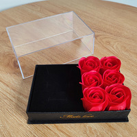 Boîte à fleurs éternelles, coffret cadeau pour la Saint-Valentin, acrylique transparent, boîte à collier, pendentif, bague, boîte à fleurs en rose, transport